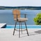 Armen Living Hazel Outdoor Patio Swivel Bar Stool in Aluminum with Teak Wood and Brown Cushion LCHABABRN30 - alternate 5