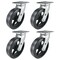 Hyw Products Heavy Duty Caster Set 8in Rubber on Cast Iron Wheels, 4 Swivel, 4PK 40-80S-A1-RC-4 - alternate 1