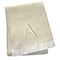 Homeroots 55" X 70" Linen White Herringbone Cotton Blend A Initial Throw Blanket with Tassels Embroidery 680604 - alternate 2