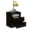Homeroots 20" Black Wood Two Drawer Nightstand 543680 - alternate 5