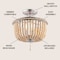 Jonathan Y Allie 14" 3-Light Bohemian Farmhouse Wood Bead/Iron LED Semi Flush Mount, Antique Silver/Light Taupe JYL9020B - alternate 7