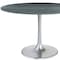 Homeroots 48" Gray and Silver Marble and Aluminum Pedestal Base Round Top Dining Table 572222 - alternate 5