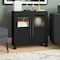 Homeroots 32" Black Wood And Glass Accent Cabinet With Two Doors 546163 - alternate 5