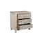 Homeroots 30" Distressed Gray Three Drawer Floral Carved Solid Wood Nightstand 521195 - alternate 6
