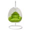 Leisuremod White Wicker Hanging Egg Swing Chair with Light Green Cushions ESCW-40LG - alternate 5