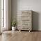 Homeroots 35" Gray Carved Geometric Solid Wood Five Drawer Dresser 661224 - alternate 6