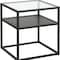 Homeroots 22" Black And Clear Glass And Steel Square End Table With Shelf 544184 - alternate 3