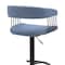 Homeroots Blue and Black Fabric with Metal Swivel Adjustable Height Bar Chair 534475 - alternate 4