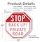 Signmission Stop Back Up! Private Road, 10 inch X 10 inch, Aluminum Metal Signs, 2PK OC-A-2PACK-10-232 - alternate 5