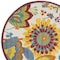 Homeroots 4' Ivory Blue Orange Red And Yellow Round Floral Indoor Outdoor Area Rug 546842 - alternate 6