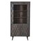 Homeroots 70" Gray Distressed Solid Wood Three Tier Bookcase with Two Doors 488873 - alternate 1