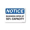 Signmission Public Safety, 7" Height, Peel And Stick Wall Graphic, 10" X 7", Business Open 50% Capacity OS-NS-RD-710-25462 - alternate 1