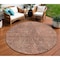 Homeroots 8' Salmon Charcoal And Beige Round Geometric Washable Indoor Outdoor Area Rug 577591 - alternate 1