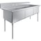 Amgood 78 in. x 30 in. Stainless Steel Three Compartment Sink with 24 in. x 24 in. x 14 in. Bowls SINK S3C-242414-NF-Z - alternate 1