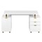 Homeroots 57" White Wood and Stainless Steel Computer Desk With Three Drawers 723772 - alternate 4