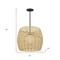 Homeroots Natural And Black Rattan And Metal LED Dimmable Barrel Outdoor Hanging Pendent Light 683475 - alternate 3