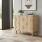 Homeroots 36in Natural Solid Wood Carved Geometric Accent Cabinet With Two Doors 611061 - alternate 4