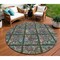 Homeroots 8' Fern Green Purple And Teal Blue Round Medallion Washable Indoor Outdoor Area Rug 589268 - alternate 1