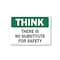 Signmission OSHA, There Is No Substitute For Safety, Size: 18in X 24in Rigid Plastic, OS-CL-P-1824-L-20012 OS-CL-P-1824-L-20012 - alternate 1