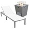 Leisuremod Marlin Modern Grey Aluminum Outdoor Patio Chaise Lounge Chair, Square Fire Pit Side Table, White MLGRCF21-77W - alternate 1