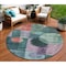 Homeroots 8' Green Copper And Purple Round Geometric Washable Indoor Outdoor Area Rug 604326 - alternate 1