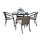 Hospitality Rattan Patio Ultra 5-Piece Stackable Woven Armchair Dining Set with Cushions 890-1147-GRY-5DA-CUSH - alternate 1
