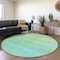 Homeroots 8' Aqua Green And Yellow Round Striped Washable Indoor Outdoor Area Rug 614793 - alternate 3