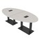 Skutchi Designs Oval Conference Table With Power, 48 in W, 96 in L, Ivory HAR-OVL-48X96-DOU.BK-K458-EBLK - alternate 1