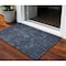 Homeroots 3' X 5' Navy Blue And Charcoal Damask Washable Indoor Outdoor Area Rug 603323 - alternate 1