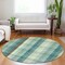 Homeroots 8' Sage Mint Green And Teal Blue Round Plaid Washable Indoor Outdoor Area Rug 614007 - alternate 5