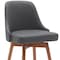 Homeroots 30" Gray and Wood Brown Faux Leather with Solid Wood Swivel Bar Height Bar Chair 534485 - alternate 7