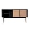 Homeroots 59in Black And Natural Wood Two Drawer Sideboard with Two Sliding Doors 544712 - alternate 1