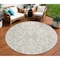 Homeroots 8' Beige And Ivory Round Damask Washable Indoor Outdoor Area Rug 614403 - alternate 1
