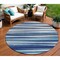 Homeroots 8' Navy Blue Ivory And Gray Round Striped Washable Indoor Outdoor Area Rug 597345 - alternate 1