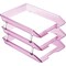 Acrimet Facility 3 Tier Letter Tray Front Load Size Desktop File Organizer Plastic Clear Pink 265.8 - alternate 3