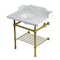 Kingston Brass 30-Inch Carrara Marble Console Sink with Brass Legs and Shelf, 8-Inch, 3-Hole LMS3030MBB7 - alternate 1