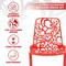 Leisuremod Devon 3-Piece Aluminum Patio Dining Set, Tempered Glass Top Table & 2 Stackable Chairs, Red DT20CR - alternate 3