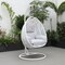 Leisuremod White Wicker Hanging Egg Swing Chair with Light Grey Cushions ESCW-40LGR - alternate 3
