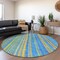 Homeroots 8' Denim Blue Sky Blue And Gold Round Striped Washable Indoor Outdoor Area Rug 614973 - alternate 5