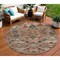 Homeroots 8' Brown Gray And Tan Round Geometric Washable Indoor Outdoor Area Rug 603235 - alternate 1