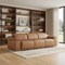 Homeroots 107" Chestnut Italian Leather Reclining Metal USB Sofa 720279 - alternate 5