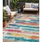 Homeroots 5' X 8' Ivory Teal Blue Orange And Red Striped Washable Indoor Outdoor Area Rug 616653 - alternate 1