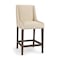 Homeroots 28" Cream and Brown Fabric and Solid Wood Counter Height Bar Chair 605929 - alternate 2