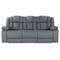 Homeroots 86" Light Gray Fabric Reclining USB Sofa With Toss Pillow 559213 - alternate 2