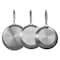 Vevor Triply Stainless Steel Frying Pan 3 Pcs Skillet 8 10 12 in for Dishwasher Silver CS009-3 - alternate 1