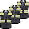 Protectx Hi-Vis Solid Safety Vests, 6 Pockets, Zip Front, Reflective Tape, Black, 3PK SV-120SS4-BKBK03-M - alternate 2