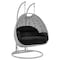 Leisuremod Mendoza Light Grey Wicker Hanging 2 person Egg Swing Chair with Black Cushions MSCLGR-53BL - alternate 1