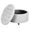 Niche Knight 28 in Large Round Pintucked Storage Ottoman with Lift off lid - White N6270WH - alternate 4