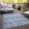Homeroots 5' X 8' Sky Blue And Denim Blue Floral Washable Indoor Outdoor Area Rug 588865 - alternate 5