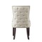 Homeroots Set of Two Tufted Cream and Espresso Upholstered Linen Dining Side Chairs 543529 - alternate 4